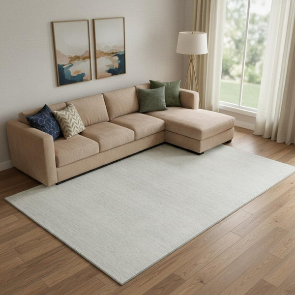 HomeRoots 9' X 12' Ivory And Beige Striped Area Rug - Soft, Washable, UV-Protected Design for High-Traffic Spaces 668130