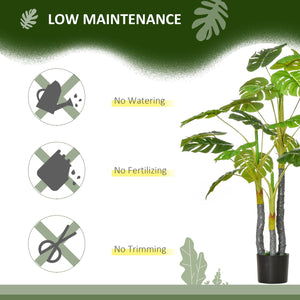 English Elm HOMCOM Realistic 4FT Monstera Tree in Nursery Pot, 924 Lifelike Leaves, Durable Outdoor/Indoor Decor W2225P217283