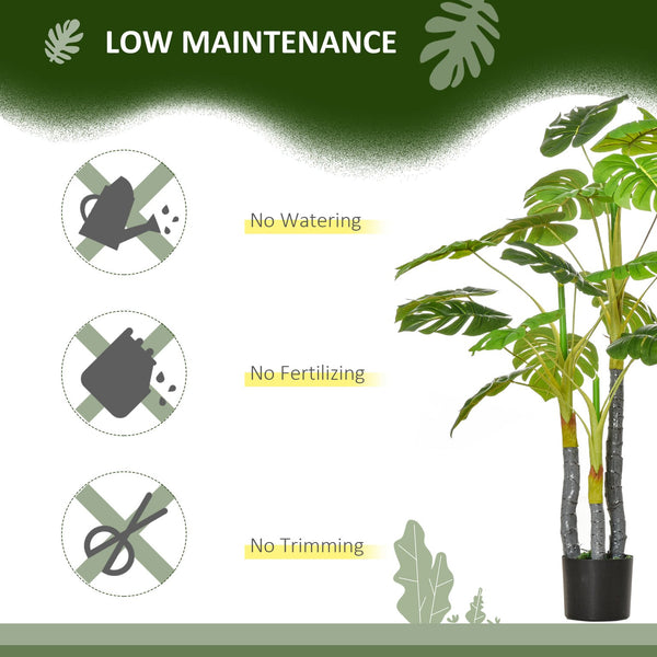 English Elm HOMCOM Realistic 4FT Monstera Tree in Nursery Pot, 924 Lifelike Leaves, Durable Outdoor/Indoor Decor W2225P217283