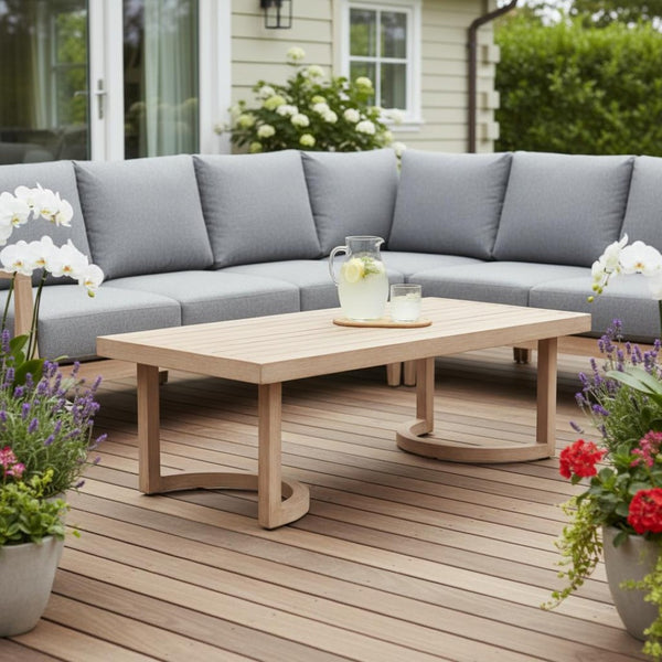 HomeRoots 51" Brown Aluminum Outdoor Coffee Table - Stylish, Durable, Low-Maintenance for Patios & Decks! 668132