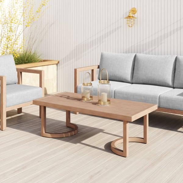 HomeRoots 51" Brown Aluminum Outdoor Coffee Table - Stylish, Durable, Low-Maintenance for Patios & Decks! 668132