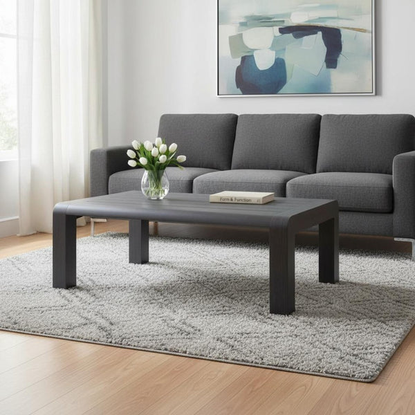 HomeRoots 48" Black Aluminum Outdoor Coffee Table – Sleek, Weather-Resistant Design for Modern Patios & Decks 668134