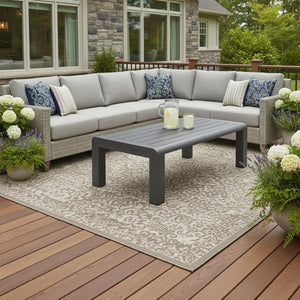 HomeRoots 48" Black Aluminum Outdoor Coffee Table – Sleek, Weather-Resistant Design for Modern Patios & Decks 668134
