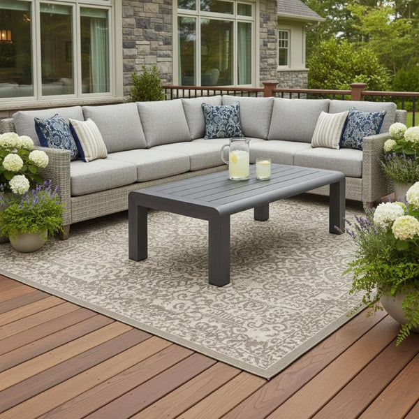 HomeRoots 48" Black Aluminum Outdoor Coffee Table – Sleek, Weather-Resistant Design for Modern Patios & Decks 668134