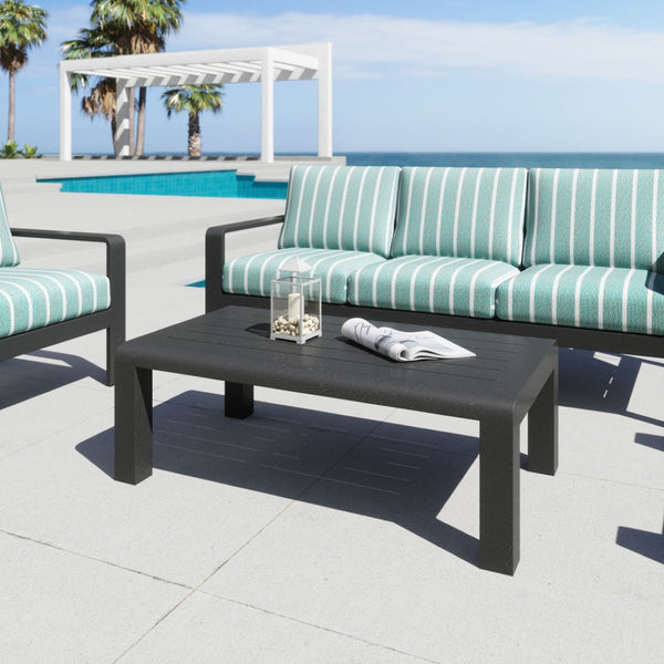 HomeRoots 48" Black Aluminum Outdoor Coffee Table – Sleek, Weather-Resistant Design for Modern Patios & Decks 668134