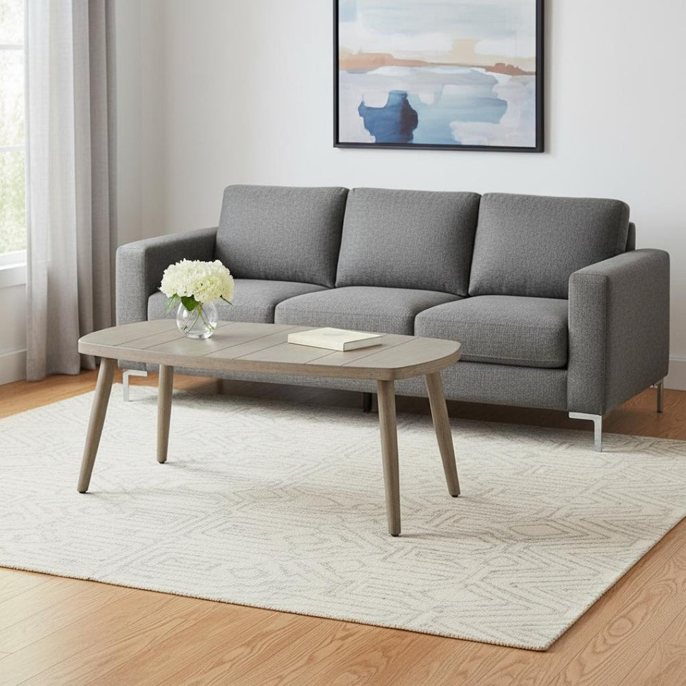 HomeRoots 43" Brown Aluminum Outdoor Coffee Table - Stylish, Durable & Low-Maintenance for Your Patio Gathering 668136