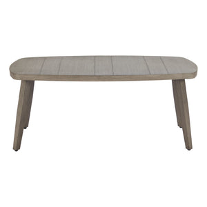 HomeRoots 43" Brown Aluminum Outdoor Coffee Table - Stylish, Durable & Low-Maintenance for Your Patio Gathering 668136