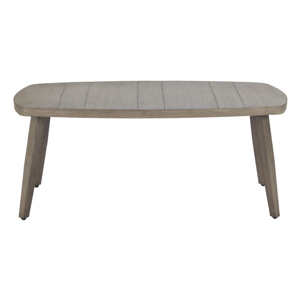 HomeRoots 43" Brown Aluminum Outdoor Coffee Table - Stylish, Durable & Low-Maintenance for Your Patio Gathering 668136