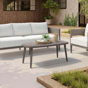 HomeRoots 43" Brown Aluminum Outdoor Coffee Table - Stylish, Durable & Low-Maintenance for Your Patio Gathering 668136