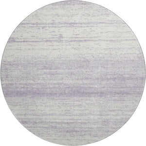 HomeRoots 8' Lavender Striped Round Washable Rug with UV Protection - Durable, Easy-Care for Home or Patio 668137