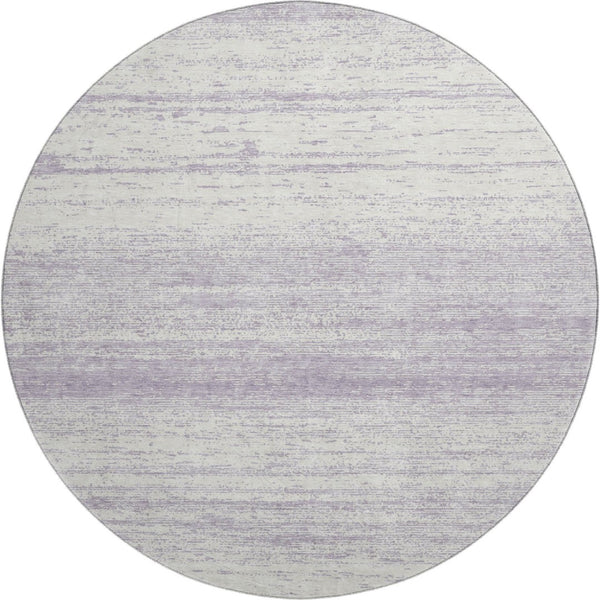 HomeRoots 8' Lavender Striped Round Washable Rug with UV Protection - Durable, Easy-Care for Home or Patio 668137