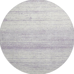 HomeRoots 8' Lavender Striped Round Washable Rug with UV Protection - Durable, Easy-Care for Home or Patio 668137