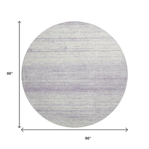 HomeRoots 8' Lavender Striped Round Washable Rug with UV Protection - Durable, Easy-Care for Home or Patio 668137