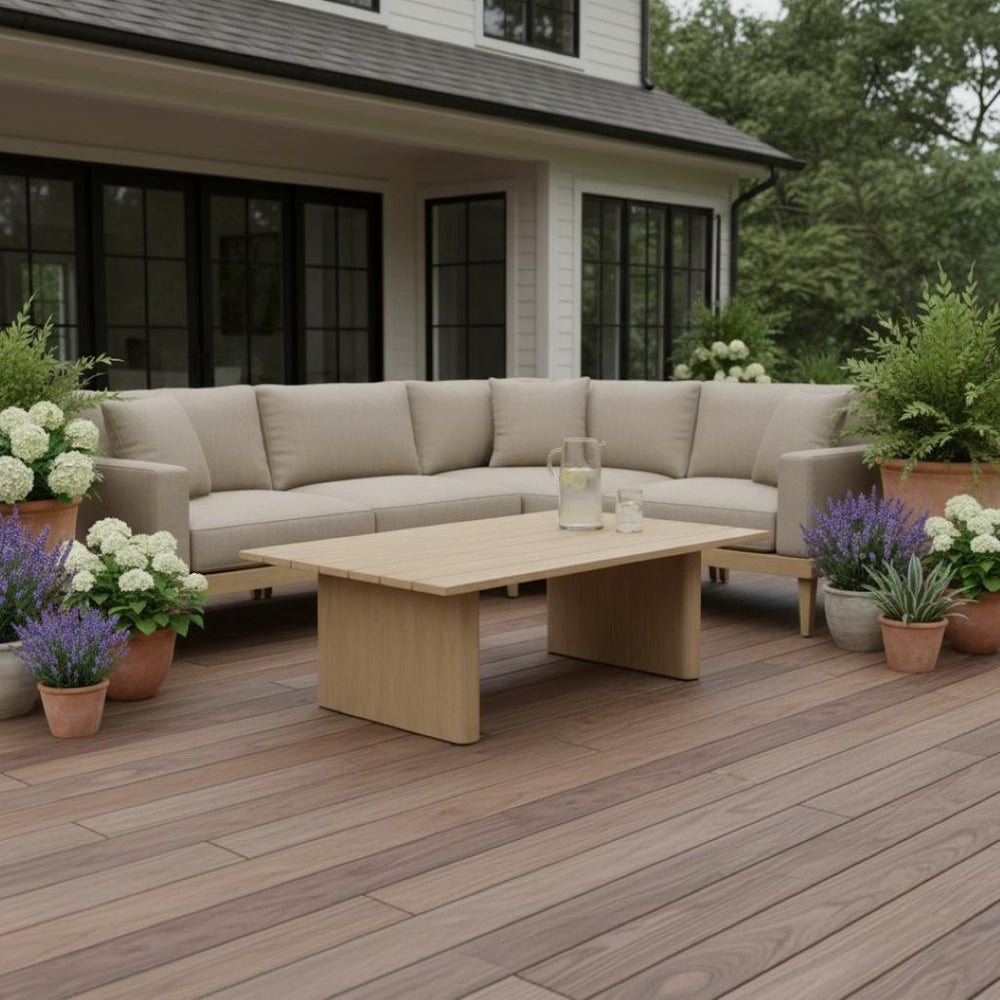 HomeRoots 48" Natural Aluminum Outdoor Coffee Table – Stylish, Durable, and Weather-Resistant for Every Season! 668138