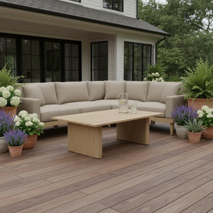 HomeRoots 48" Natural Aluminum Outdoor Coffee Table – Stylish, Durable, and Weather-Resistant for Every Season! 668138