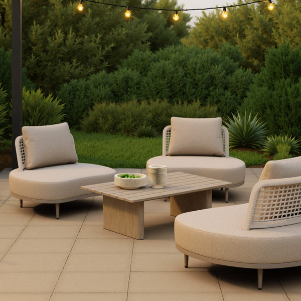 HomeRoots 48" Natural Aluminum Outdoor Coffee Table – Stylish, Durable, and Weather-Resistant for Every Season! 668138