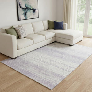 HomeRoots 8' X 10' Striped Lavender and Ivory Washable Area Rug - UV Protected, Durable, and Pet-Friendly Style 668139