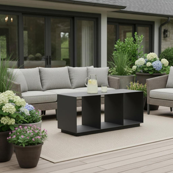 HomeRoots 36" Charcoal Aluminum Outdoor Coffee Table - Modern, Durable Design for Stylish Patios & Gatherings 668140
