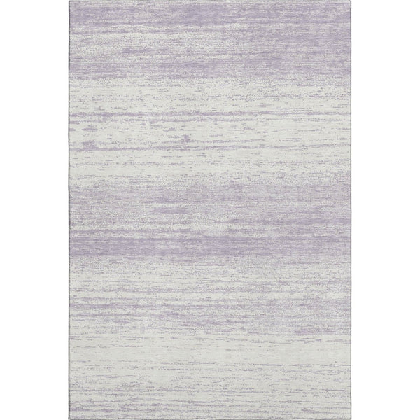 HomeRoots 9' X 12' Stylish Lavender & Ivory Striped Washable Area Rug with UV Protection for Modern Homes 668141