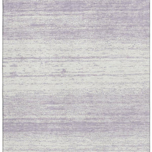 HomeRoots 9' X 12' Stylish Lavender & Ivory Striped Washable Area Rug with UV Protection for Modern Homes 668141