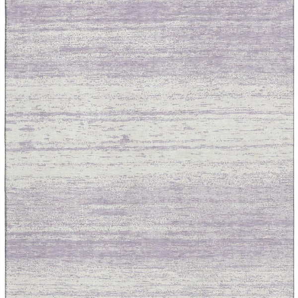 HomeRoots 9' X 12' Stylish Lavender & Ivory Striped Washable Area Rug with UV Protection for Modern Homes 668141
