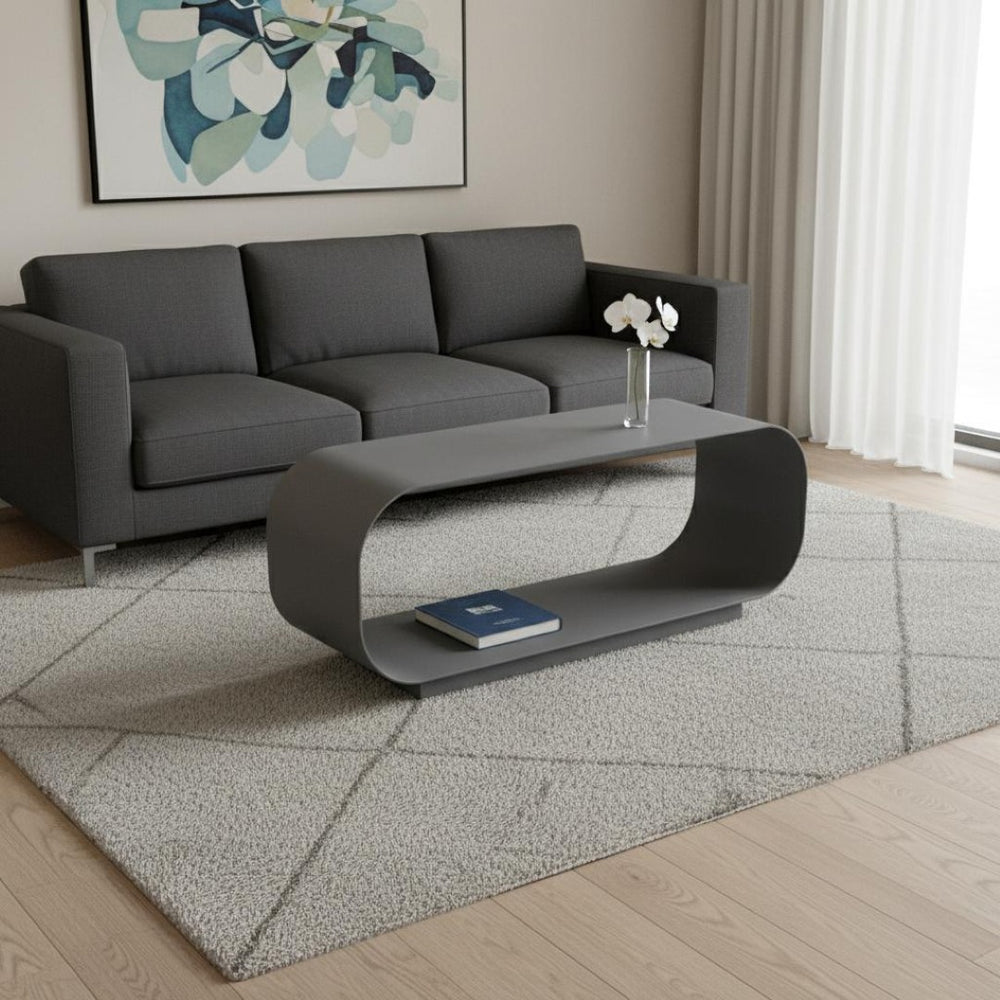 HomeRoots 39" Charcoal Aluminum Outdoor Coffee Table - Sleek, Durable & Stylish for Patio, Deck, or Porch Use 668142