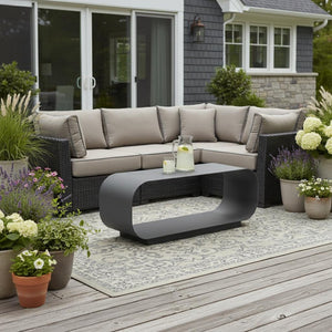 HomeRoots 39" Charcoal Aluminum Outdoor Coffee Table - Sleek, Durable & Stylish for Patio, Deck, or Porch Use 668142