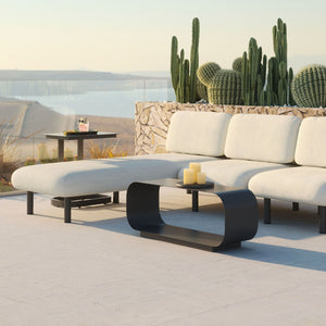 HomeRoots 39" Charcoal Aluminum Outdoor Coffee Table - Sleek, Durable & Stylish for Patio, Deck, or Porch Use 668142
