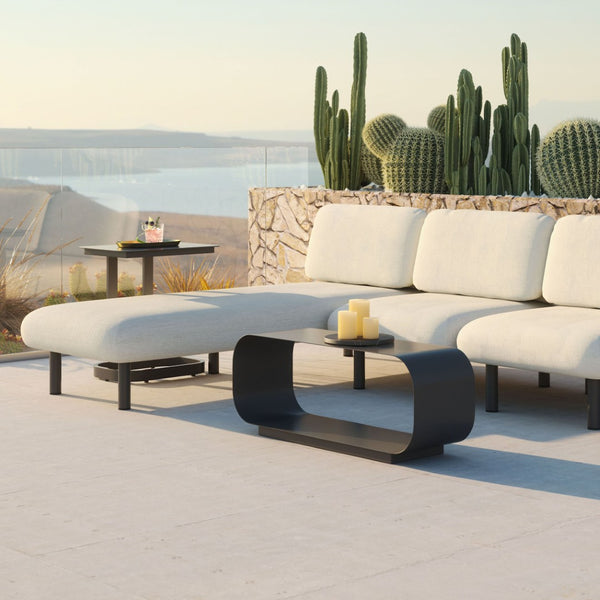 HomeRoots 39" Charcoal Aluminum Outdoor Coffee Table - Sleek, Durable & Stylish for Patio, Deck, or Porch Use 668142