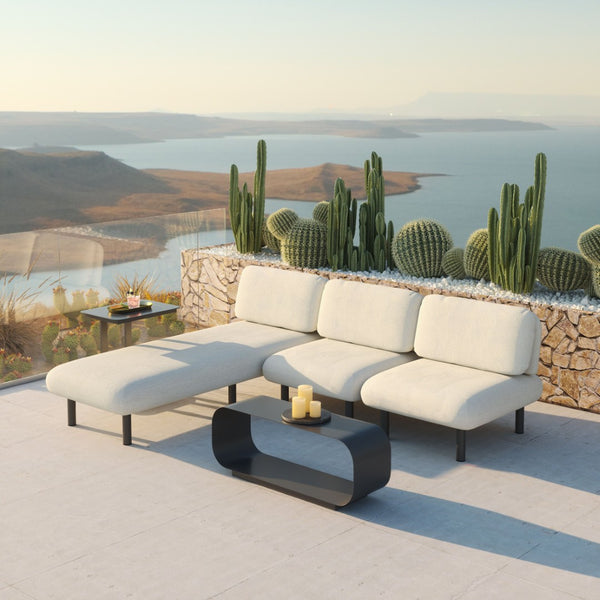 HomeRoots 39" Charcoal Aluminum Outdoor Coffee Table - Sleek, Durable & Stylish for Patio, Deck, or Porch Use 668142