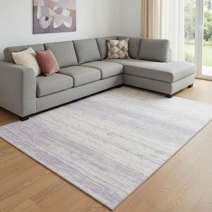 HomeRoots 10' X 14' Lavender and Ivory Striped Area Rug – Durable, Washable, UV Protected for Family Living Spaces 668143