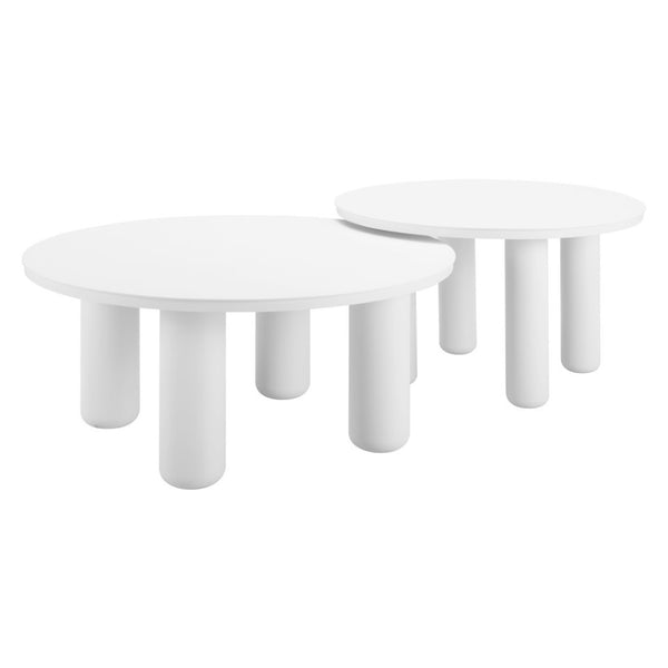 HomeRoots 34" White Rounded Aluminum Outdoor Coffee Table - Elegant, Durable, and Perfect for Patios & Gardens 668144