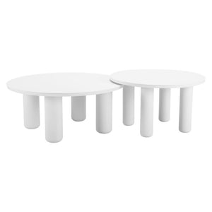 HomeRoots 34" White Rounded Aluminum Outdoor Coffee Table - Elegant, Durable, and Perfect for Patios & Gardens 668144