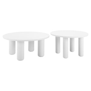HomeRoots 34" White Rounded Aluminum Outdoor Coffee Table - Elegant, Durable, and Perfect for Patios & Gardens 668144