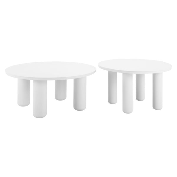 HomeRoots 34" White Rounded Aluminum Outdoor Coffee Table - Elegant, Durable, and Perfect for Patios & Gardens 668144