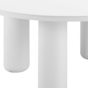 HomeRoots 34" White Rounded Aluminum Outdoor Coffee Table - Elegant, Durable, and Perfect for Patios & Gardens 668144
