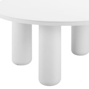 HomeRoots 34" White Rounded Aluminum Outdoor Coffee Table - Elegant, Durable, and Perfect for Patios & Gardens 668144
