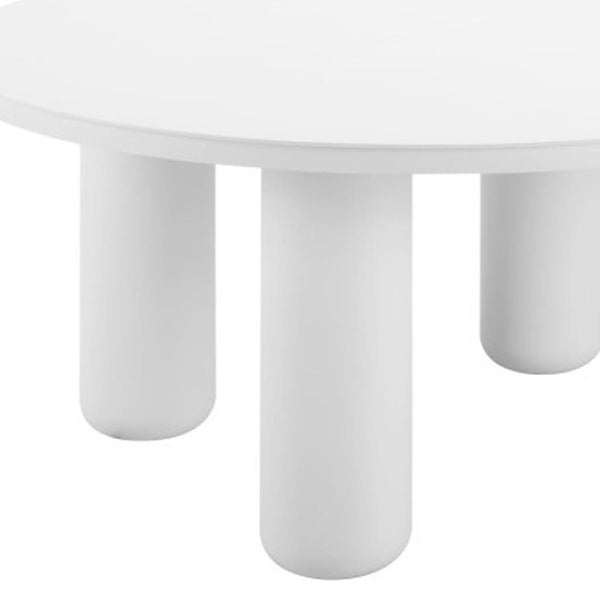 HomeRoots 34" White Rounded Aluminum Outdoor Coffee Table - Elegant, Durable, and Perfect for Patios & Gardens 668144