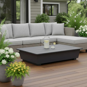 HomeRoots 50" Black Aluminum Outdoor Coffee Table - Stylish, Durable, Lightweight Design for Patios & Lounges 668146