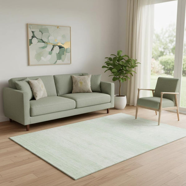 HomeRoots 5' X 8' Mint Green Striped Washable Area Rug with UV Protection - Perfect for Homes with Kids & Pets! 668147