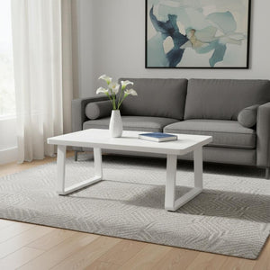 HomeRoots 43" White Aluminum Outdoor Coffee Table - Stylish, Durable & Weather-Resistant for Your Patio Oasis 668148