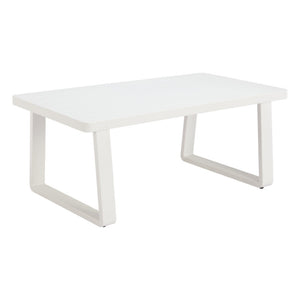 HomeRoots 43" White Aluminum Outdoor Coffee Table - Stylish, Durable & Weather-Resistant for Your Patio Oasis 668148
