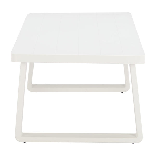 HomeRoots 43" White Aluminum Outdoor Coffee Table - Stylish, Durable & Weather-Resistant for Your Patio Oasis 668148