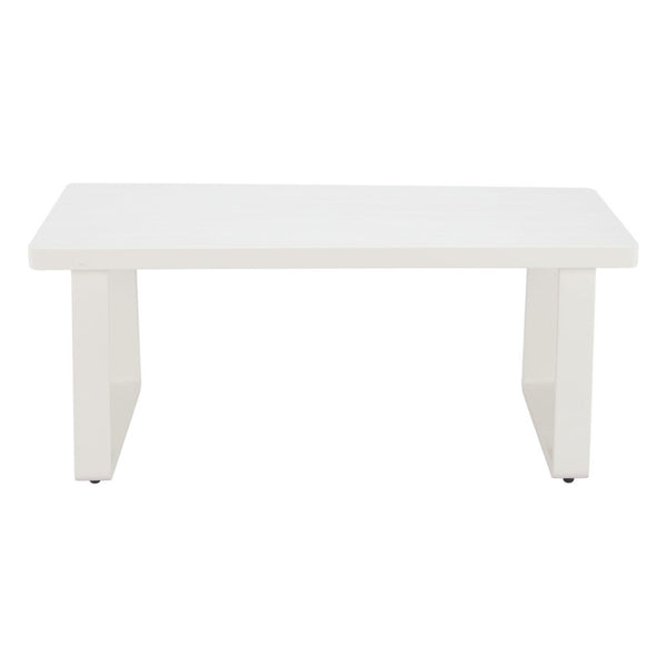 HomeRoots 43" White Aluminum Outdoor Coffee Table - Stylish, Durable & Weather-Resistant for Your Patio Oasis 668148