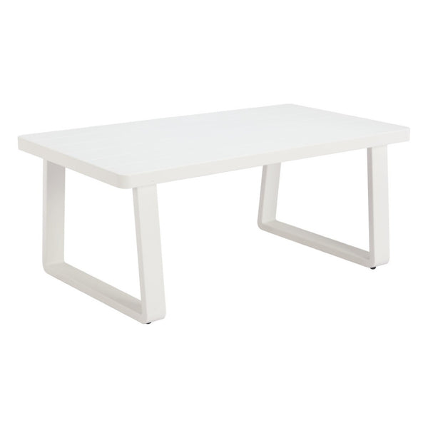 HomeRoots 43" White Aluminum Outdoor Coffee Table - Stylish, Durable & Weather-Resistant for Your Patio Oasis 668148