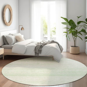 HomeRoots 8' Stylish Mint Green and Ivory Striped Round Rug - Durable, Washable, UV Protected for High Traffic Areas 668149