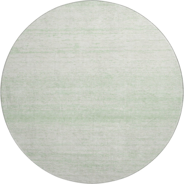 HomeRoots 8' Stylish Mint Green and Ivory Striped Round Rug - Durable, Washable, UV Protected for High Traffic Areas 668149