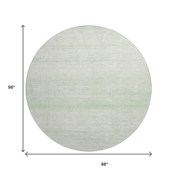 HomeRoots 8' Stylish Mint Green and Ivory Striped Round Rug - Durable, Washable, UV Protected for High Traffic Areas 668149