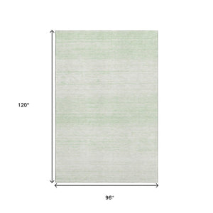 HomeRoots 8' X 10' Mint Green & Ivory Striped Washable Area Rug with UV Protection for Kids and Pets 668151