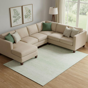 HomeRoots 8' X 10' Mint Green & Ivory Striped Washable Area Rug with UV Protection for Kids and Pets 668151